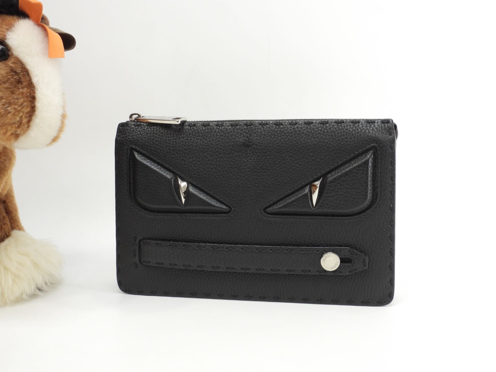 フェンディ クラッチバッグ モンスター セレリアレザー黒 セカンド