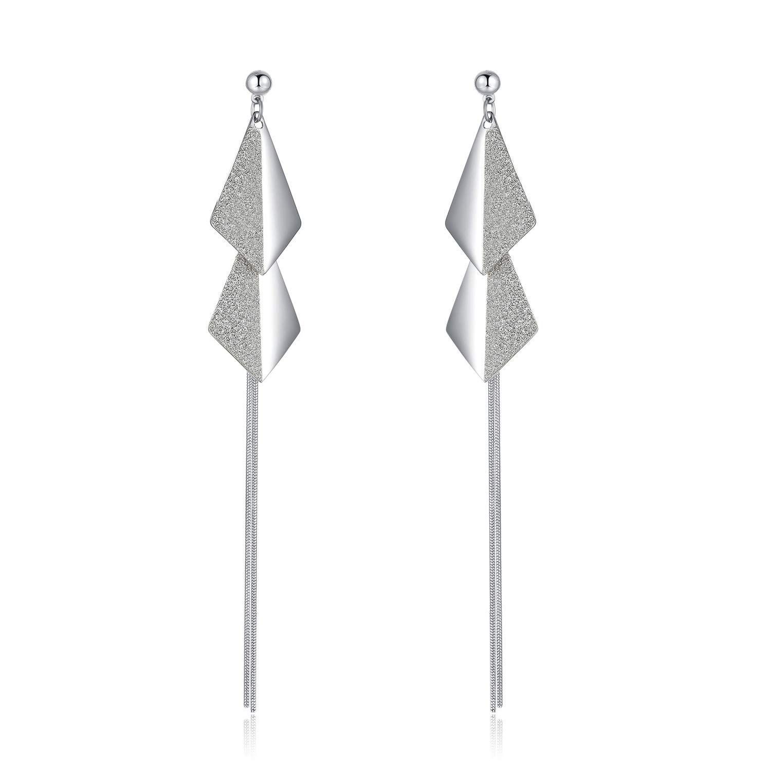 ロング 上品 シルバー ピアス ひし形 女性 レディース 人気 揺れる ブランド 金属アレルギー対応 Rhombus Stud KRUCKEL Earrings - 7069047