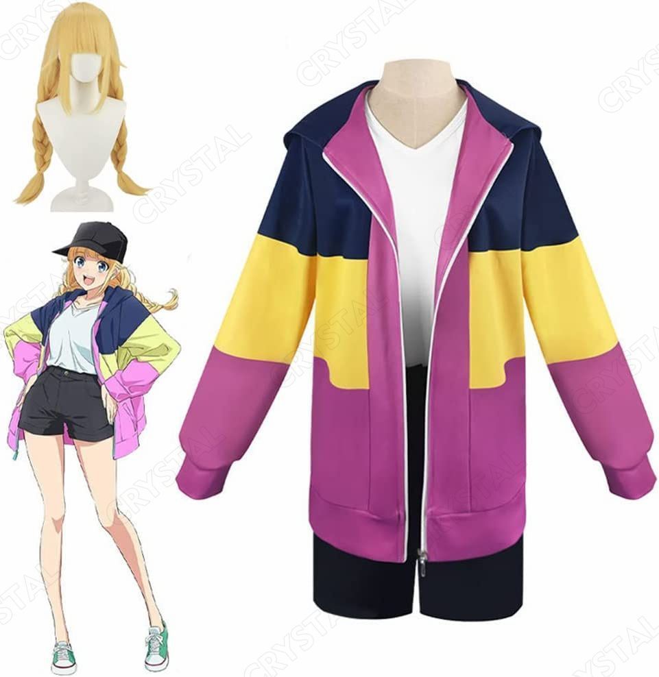 パリピ孔明 コスプレ 月見英子 コスプレ 衣装 ウイッグ付き パーカー コスプレ つきみ えいこ コス 歌手 パリピこうめい コスプレ 月見 英子 上着 仮装 コスチューム EIKO 演出服 学園祭 クリスマス ハロウィン