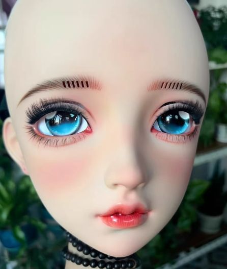 ハーフマスク 眼球付き カツラなし NO.148 ドール ヘッドロリータ人形 コスプレ 変身 仮装 着ぐるみ kigurumi 二次元