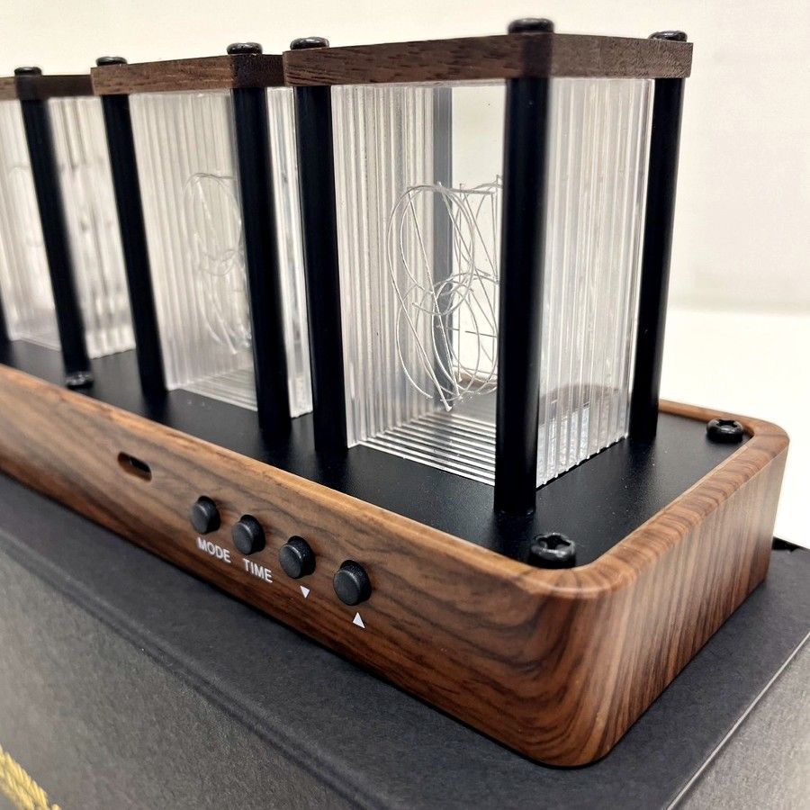 卓上時計 ニキシー管時計 目覚まし 時計 クロック LED 木製 モダン