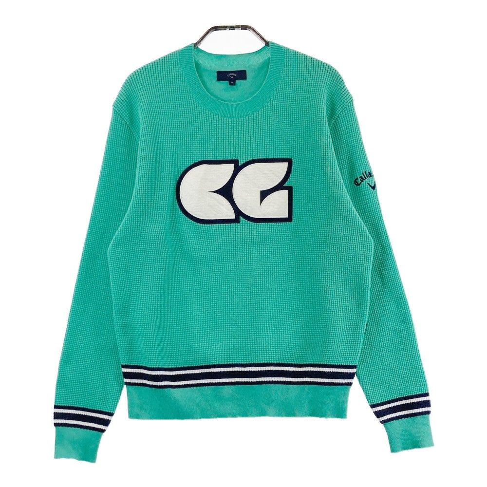 サイズ：M CALLAWAY キャロウェイ 2024年モデル ニットセーター ワッペン グリーン系 [240101222786] ゴルフウェア メンズ ストスト