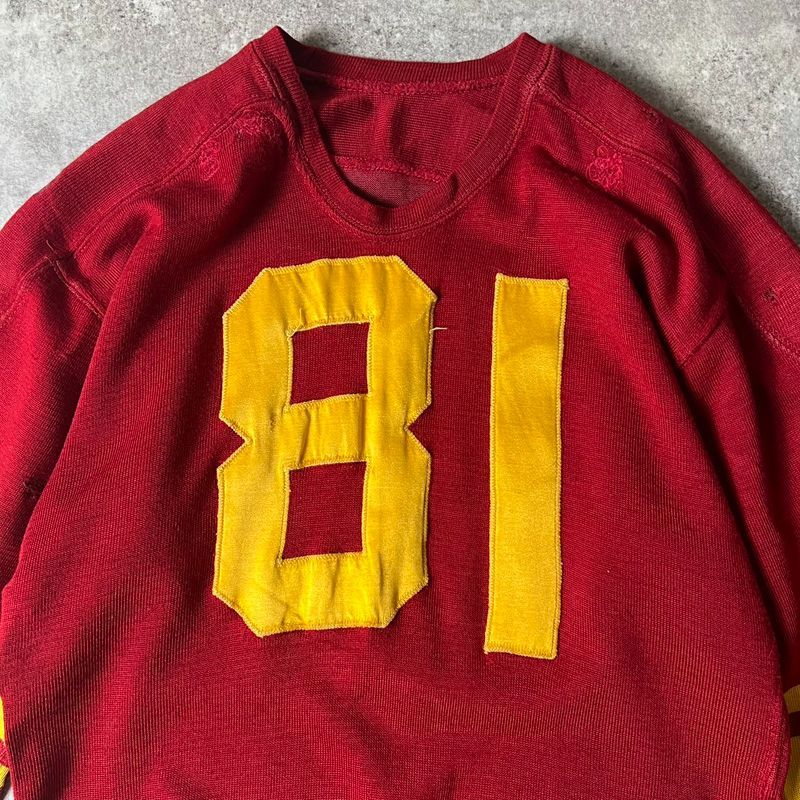 雰囲気系 60s UNKNOWN ナンバリング パッチ レーヨン フットボール T 