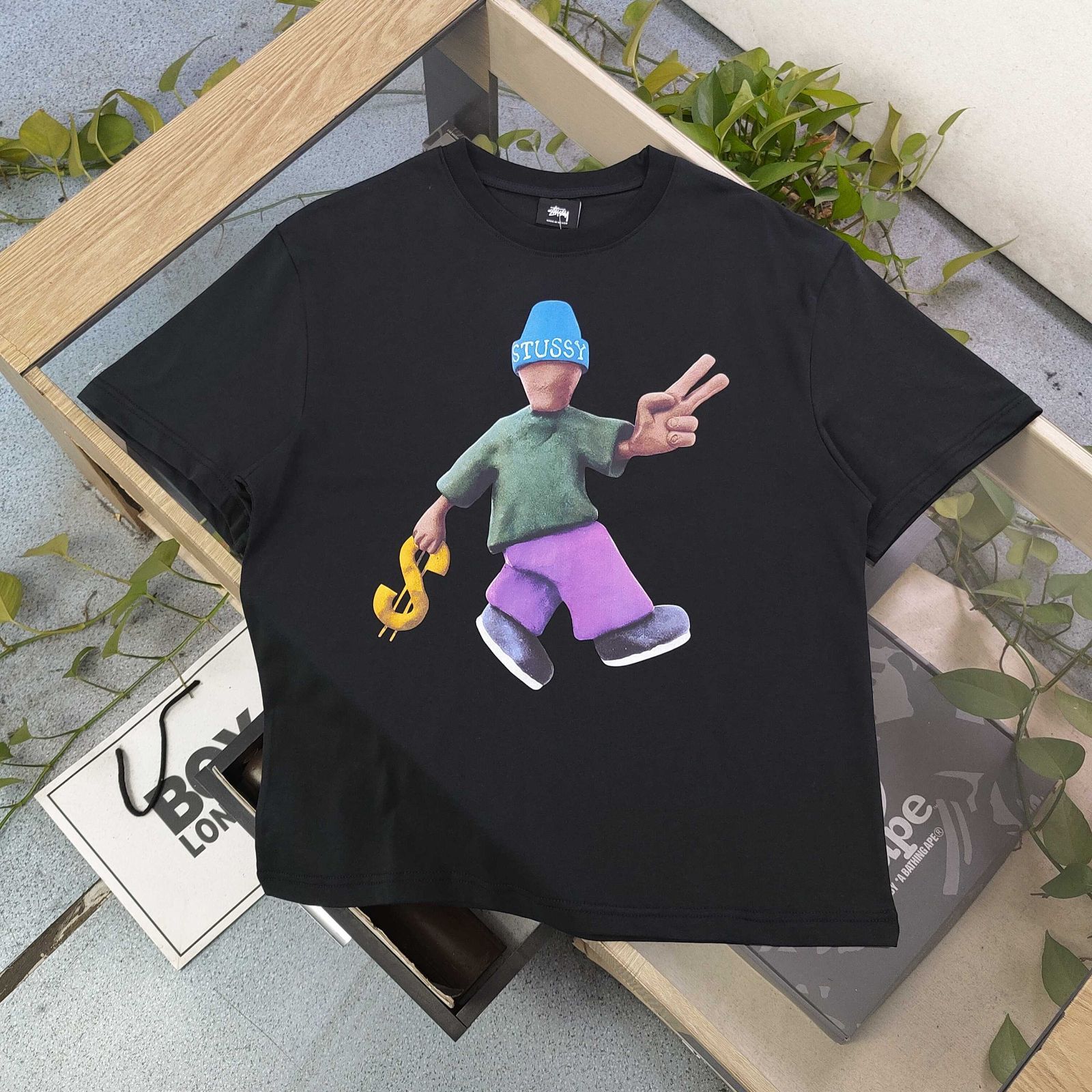 Stussy 25SS ファッション クラシック ウール 帽子 ボーイズ パターン ロゴ レタープリント カジュアル 半袖 Tシャツ