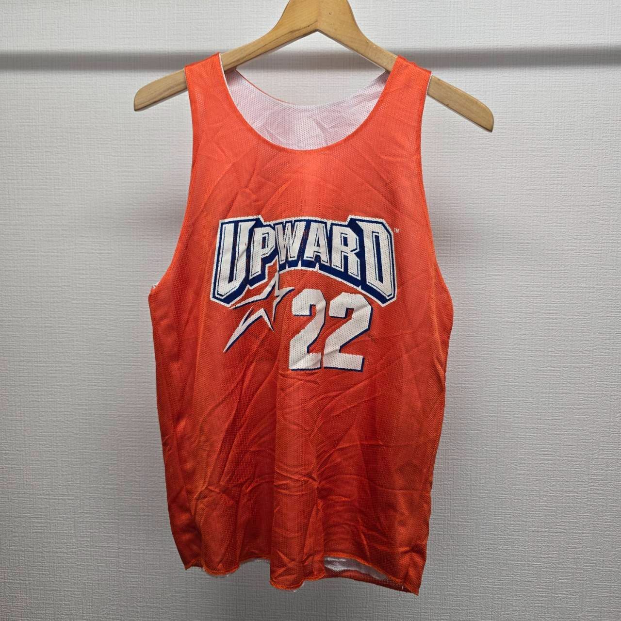 UPWARD バスケシャツ ゲームシャツ ノースリーブ オレンジ 白 
