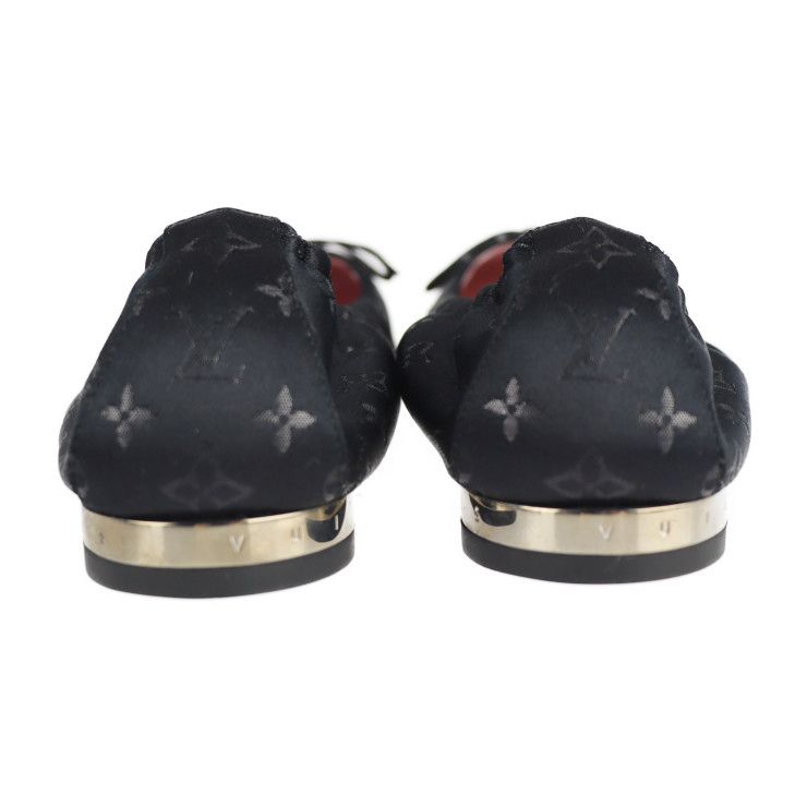ルイ ヴィトン バレエシューズ モノグラム　サテン　フラットシューズ　リボン LOUIS VUITTON ルイ ヴィトン バレエシューズ モノグラムサテン