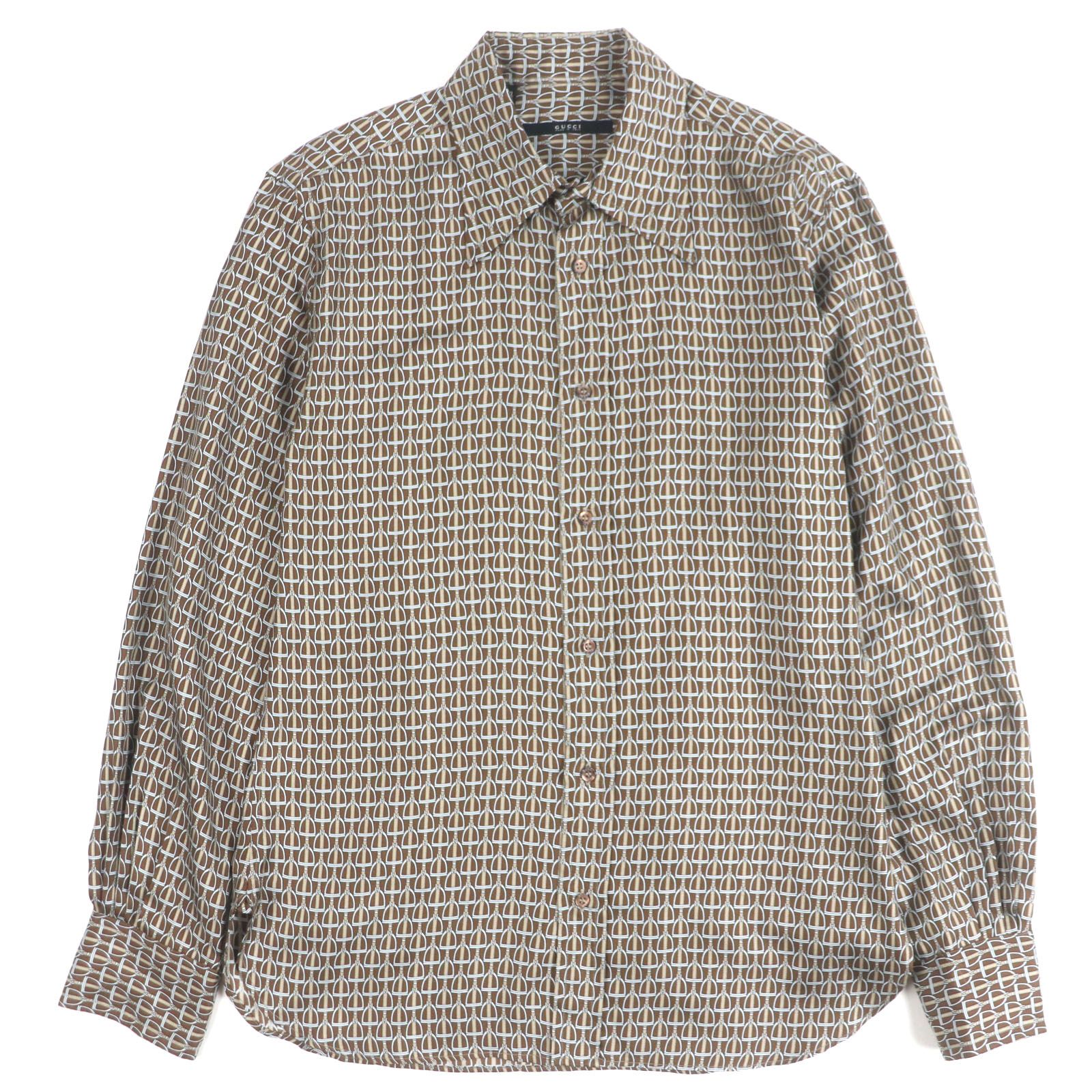 極美品▽GUCCI グッチ シルク100% トムフォード期 総柄 馬具鐙 ロゴ  