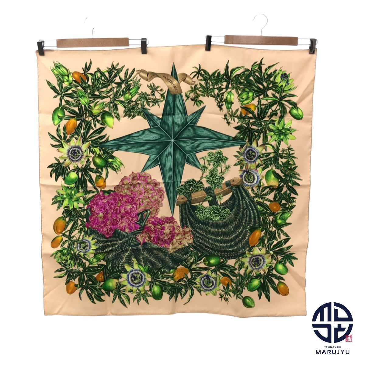 HERMES エルメス ベージュ系 ピンク グリーン 緑 フルーツ 果物 お花