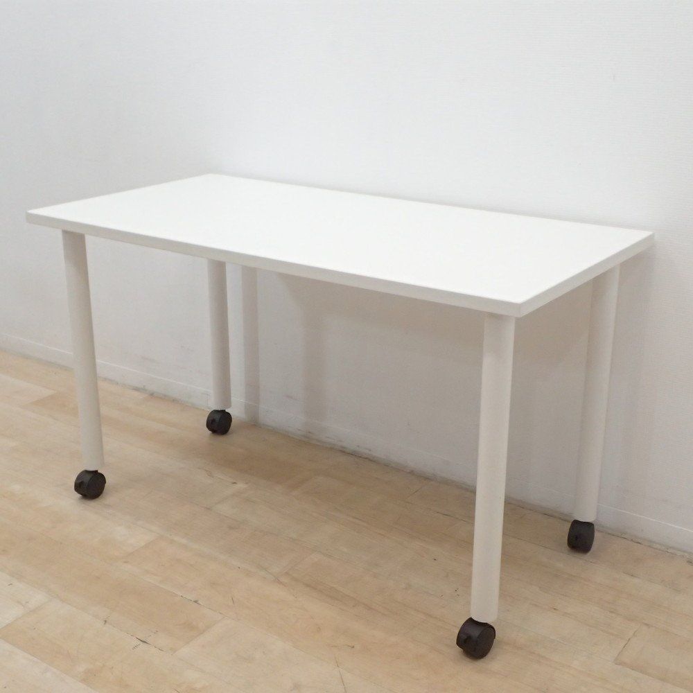 ミーティングテーブル ホワイト キャスター付き 会議テーブル 在宅ワーク 作業台 オフィスデスク オフィス会議 EG18817 オフィス家具