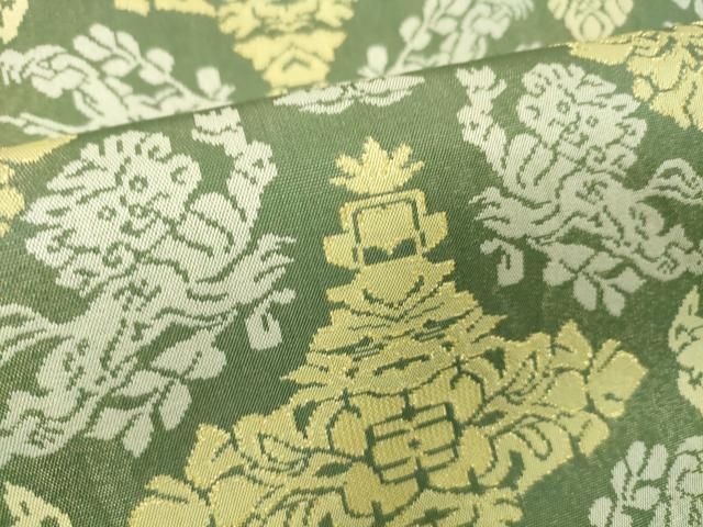 平和屋本店□最高級 人間国宝 北村武資 経錦 六通柄袋帯 正倉院唐獅子  