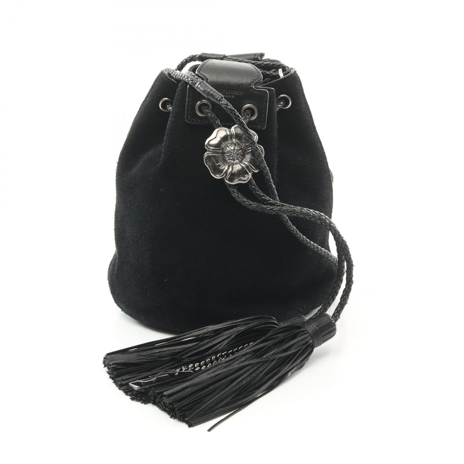 サンローラン SAINT LAURENT ショルダーバッグ 519632 ブラック スウェード ドローストリング バケットバッグ レディース Used A