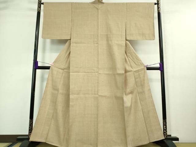 平和屋着物 上 本場結城紬 重要無形文化財 単衣 色無地 枯色 DZAA9658kh5