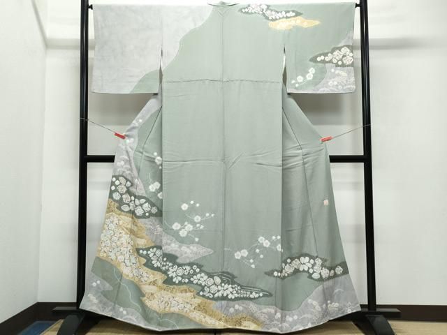 平和屋着物○十日町 名門 滝泰謹製 訪問着 絞り 辻が花 金彩
