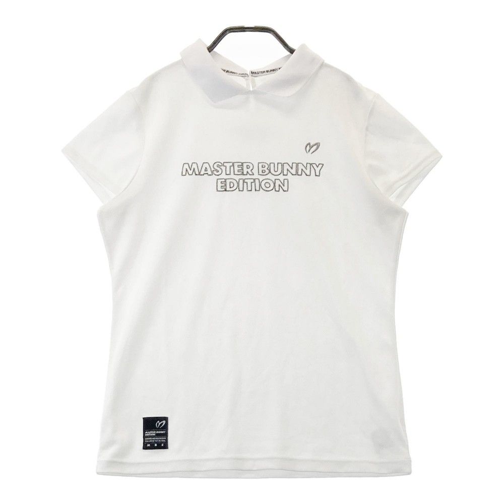 サイズ：2 MASTER BUNNY EDITION マスターバニーエディション  襟付 半袖Tシャツ ロゴ総柄 ブラック系 [240101494140] ゴルフウェア レディース ストスト サイズ：2 MASTER BUNNY EDITION マスターバニーエディション 襟