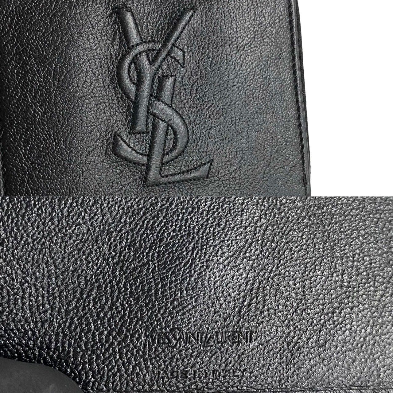 極 美品 YVES SAINT LAURENT イヴサンローラン YSL カサンドラ ロゴ レザー 本革 二つ折り 財布 小銭入れ 札入れ ブラック  黒 31443 - メルカリ