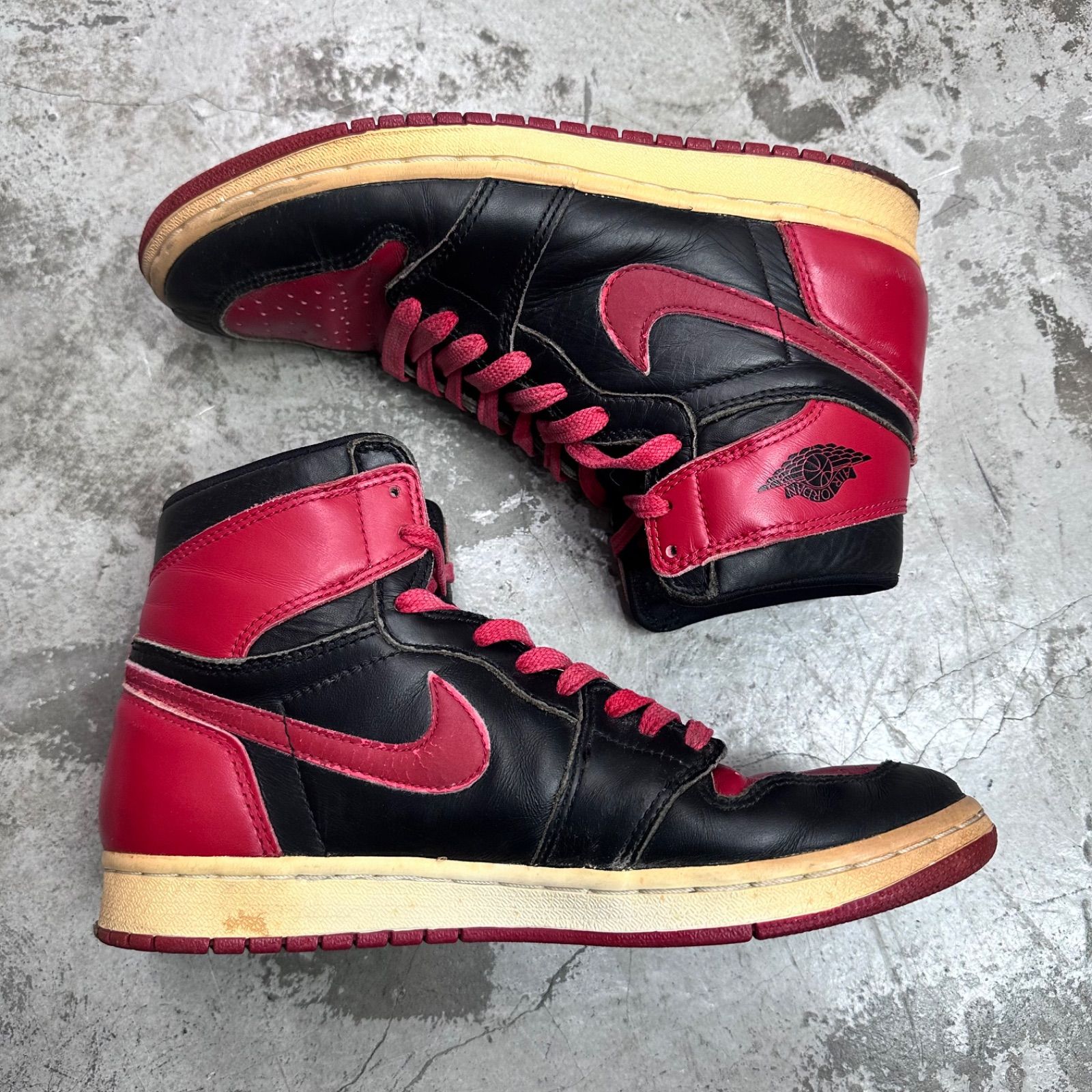 Nike Air Jordan 1 94年ヴィンテージ　ブレッド 黒赤　27 Yahoo!オークション -「jordan 1 bred 94」の落札相場・落札価格