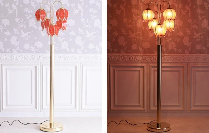 新品】イスクージ フロアランプ スタンドランプ ゴールド ピンク 金