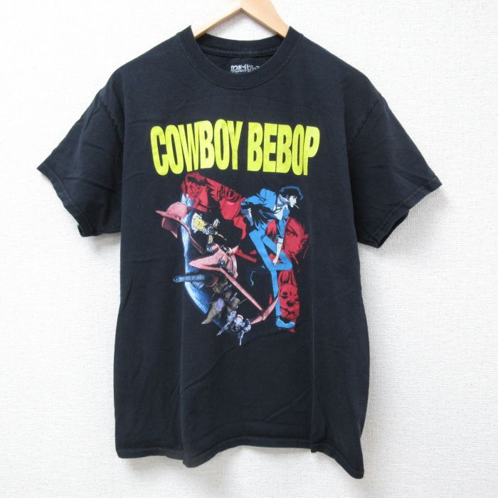 L/古着 半袖 Tシャツ メンズ アニメ カウボーイビバップ パイクスピーゲル コットン クルーネック 黒 ブラック spe 24jul09 中古