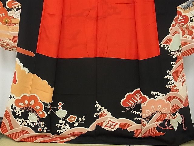 平和屋本店□極上 アンティーク 大正ロマン 振袖 駒刺繍 飛鶴宝船