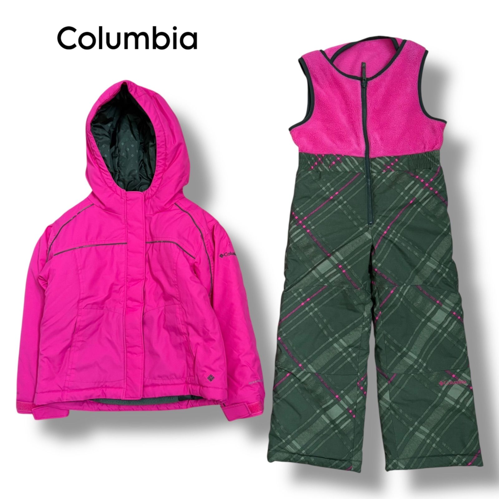 Columbia キッズ スキーウェア セットアップ ピンク×カーキ サイズ4-5