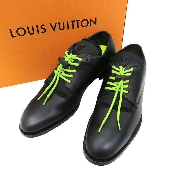 極美品 ルイヴィトン LV フォーマル・ライン レザー レースアップ クリップストップ ダービー シューズ 46944