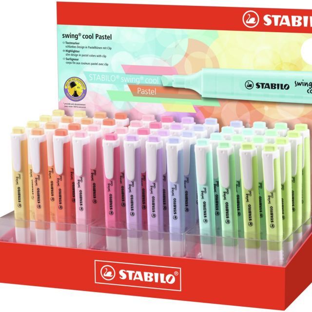 #マークス 蛍光ペン スイングクール パステル /スタビロ 48本什器セット 275-48-8-1