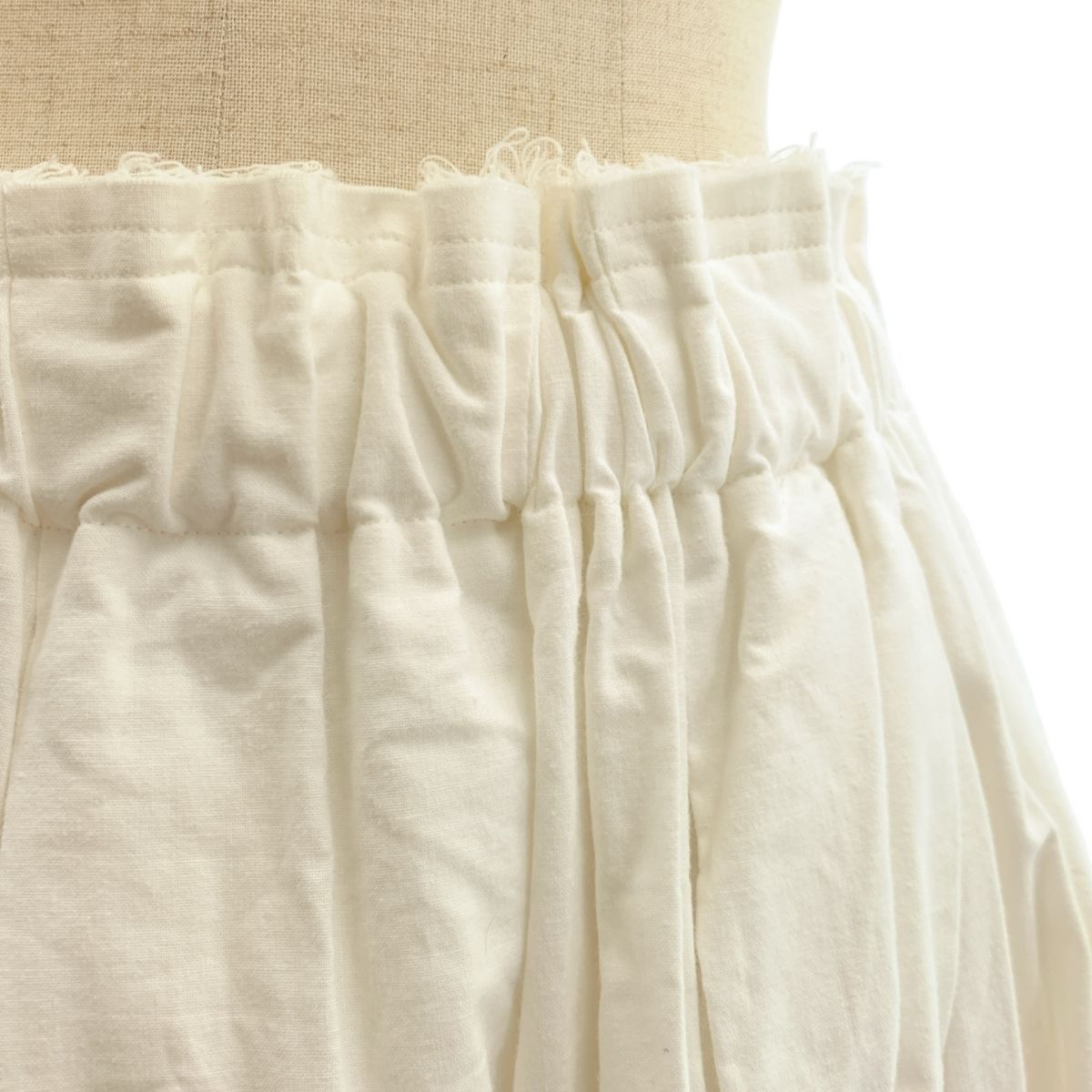 COMME des GARCONS コムデギャルソン 2020SS コットン 断ち切り ドローストリング ギャザー ボリューム スカート S ホワイト レディース