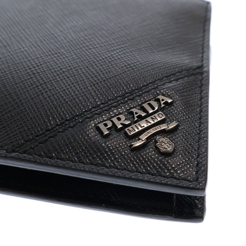 PRADA (プラダ) サフィアーノ 二つ折り財布 ブラック レザー 2M0738
