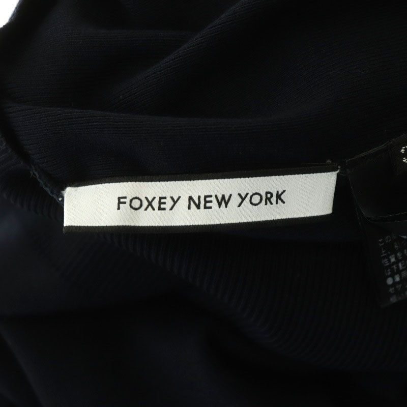 フォクシーニューヨーク FOXEY NEW YORK 23年 43586 LE JARDIN カーディガン ニット 半袖 スナップボタン 38 紺  ネイビー /NR ■OS