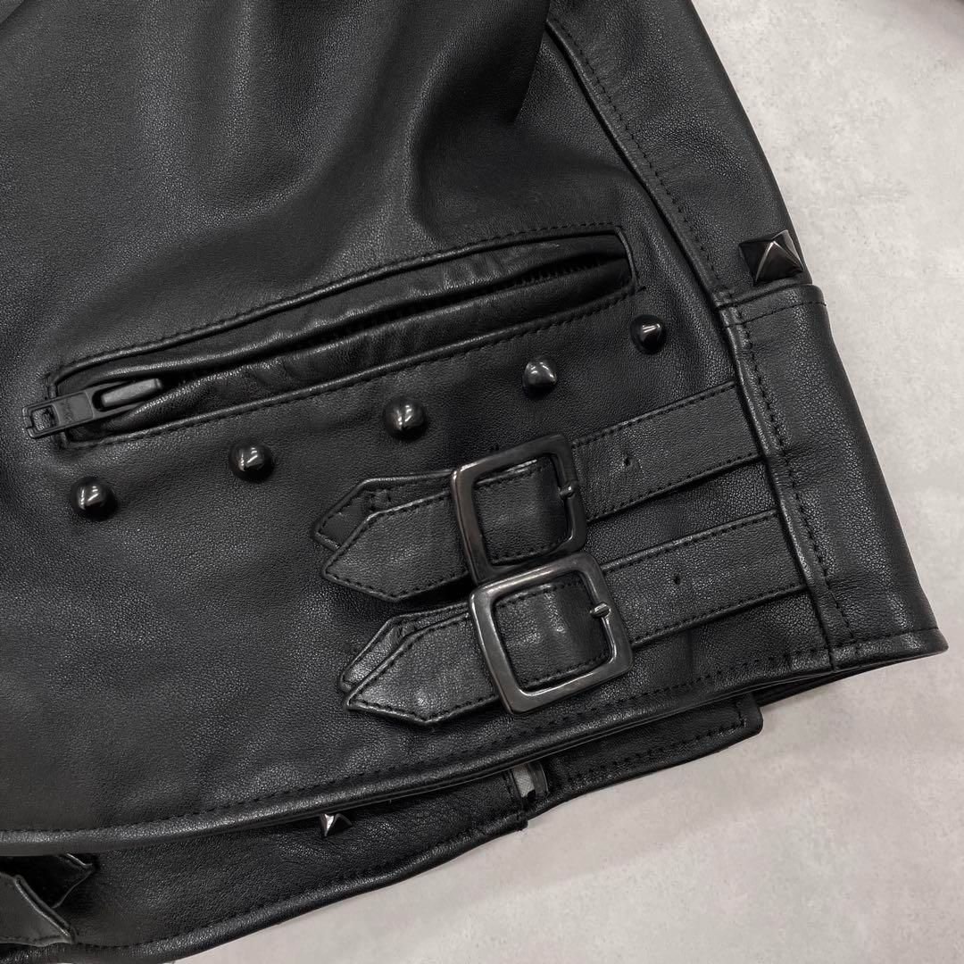 LIMI feu リミフゥ ダブルライダースジャケット スタッズ 牛革 レザー カウハイド レディース XS 黒 SIROKUMA-CORPORATION_COM