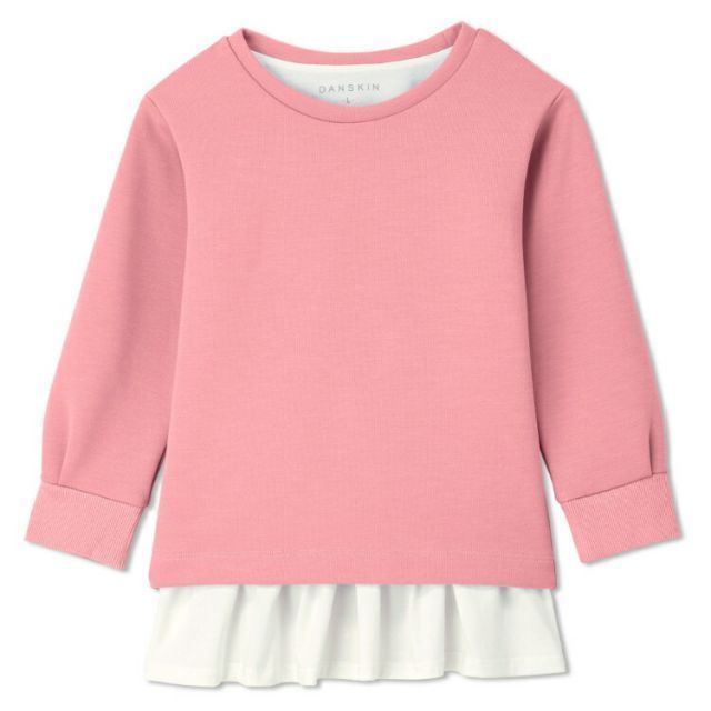 DANSKIN ダンスキン K FAKE LAYERED TOP  MV ＭＶピンク 110 | トップス カットソー ウェア フィットネス キッズ 子ども 子供 ピンク フェイク 重ね着 レイヤード 110 人気 可愛い かわいい おすすめ おし