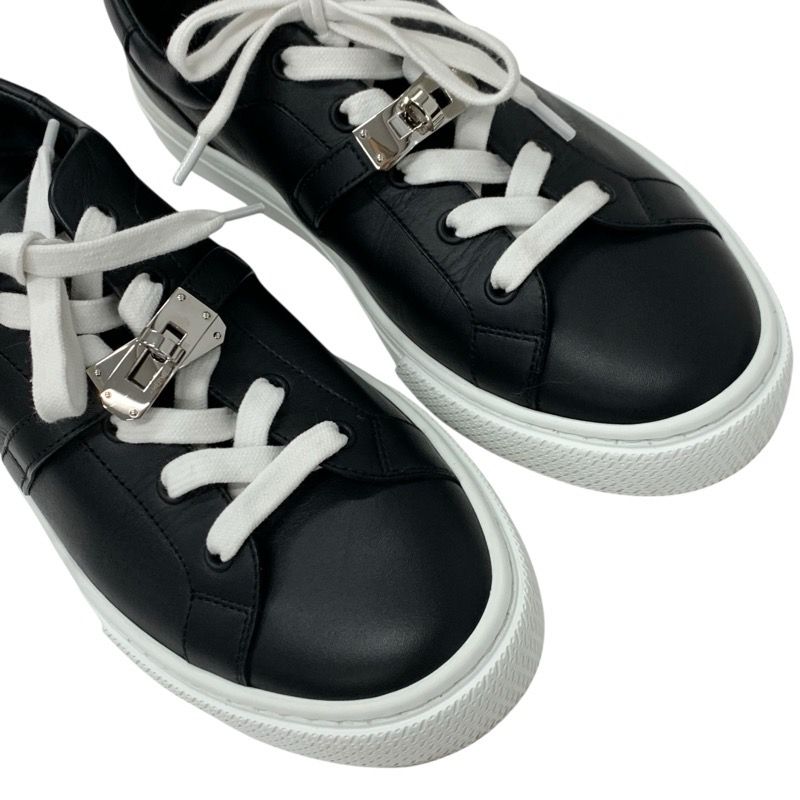 新品未使用 エルメス デイ スニーカー ケリー金具 レザー ボア 黒 22.5