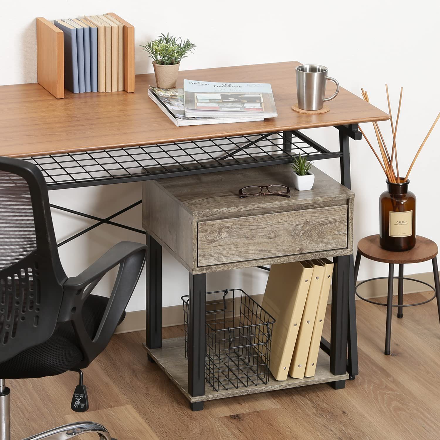 不二貿易 テーブル 幅45×奥行39.5×高さ55.1cm ナチュラル/ブラック