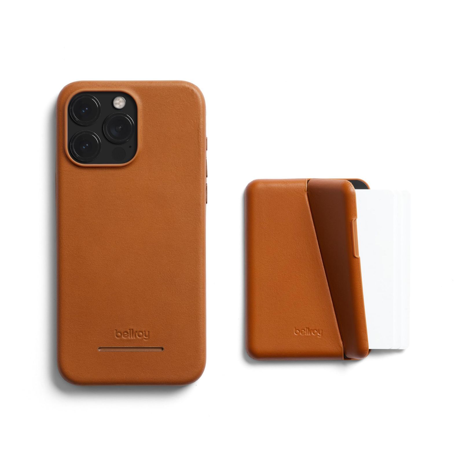 【人気商品】Pro 15 Max用 iPhone 薄型のiPhoneレザーケース Wallet スマホウォレット + - Case 後付け仕様のボタンカバー付き Phone - Mod Terracotta Bellroy