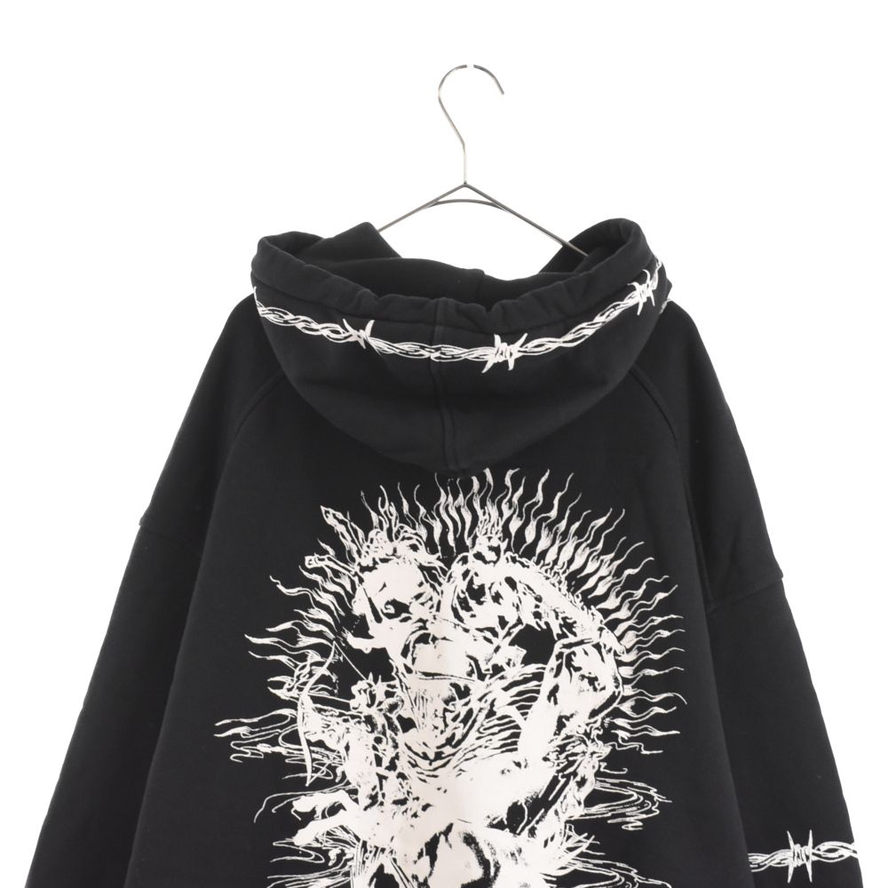 GIVENCHY ジバンシィ 21AW 4G BOTHSIDE LOGO EMBROIDERED PULLOVER HOODIE BMJ0CQ3Y6V 両面立体刺繍ロゴスウェットプルオーバーフーディ スウェットパーカー ブラック