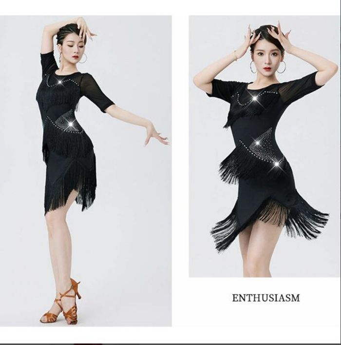⚫︎Sanline 社交ダンス衣装 ドレス レース ラインストーン ワンピース 美品 社交ダンス衣装】ライトグリーン ワンピース ドレス レース