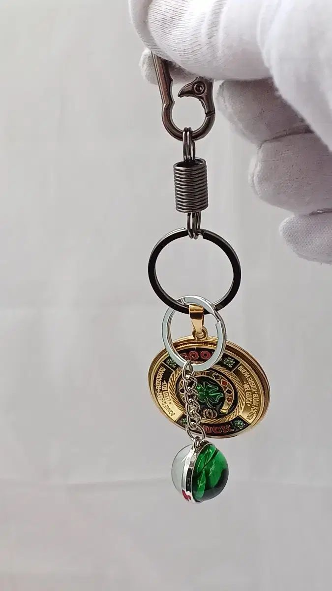 四 クローバー 運の コイン キーリング