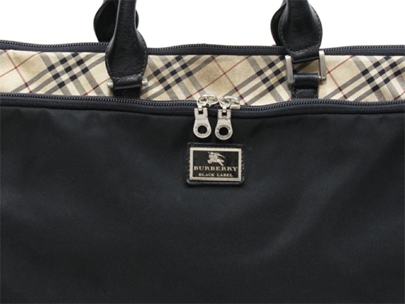 美品✨バーバリーブラックレーベル　ビジネスハンドバッグ　ブラック　ロゴプレート バーバリーブラックレーベル BURBERRY BLACK LABEL ビジネス