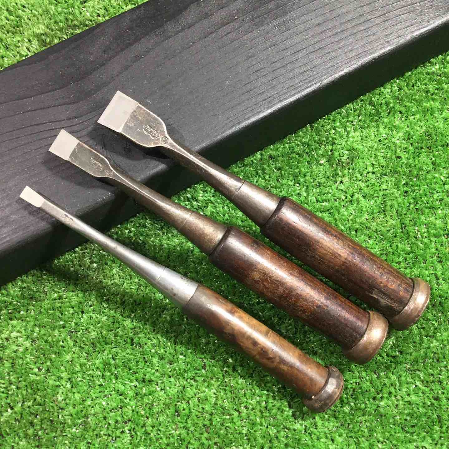 中古品】左市弘(反転文字) 叩き鑿3本組 2分 4分 6分 【川口店