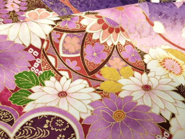 平和屋着物○豪華振袖 刺繍 枝垂れ桜 花籠文 暈し染め 金彩 正絹 逸品