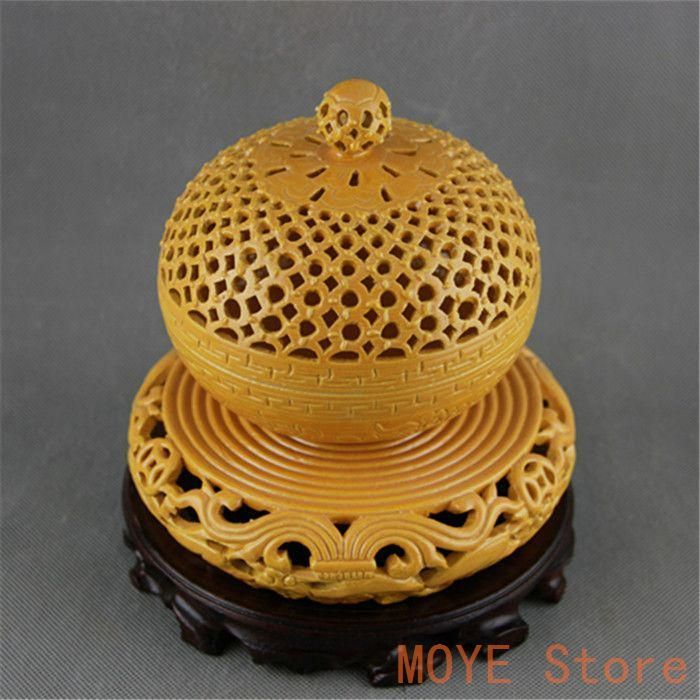 清乾隆黄釉回転式透かし香炉 景徳鎮 陶磁器 装飾品 現代工芸品 美術品