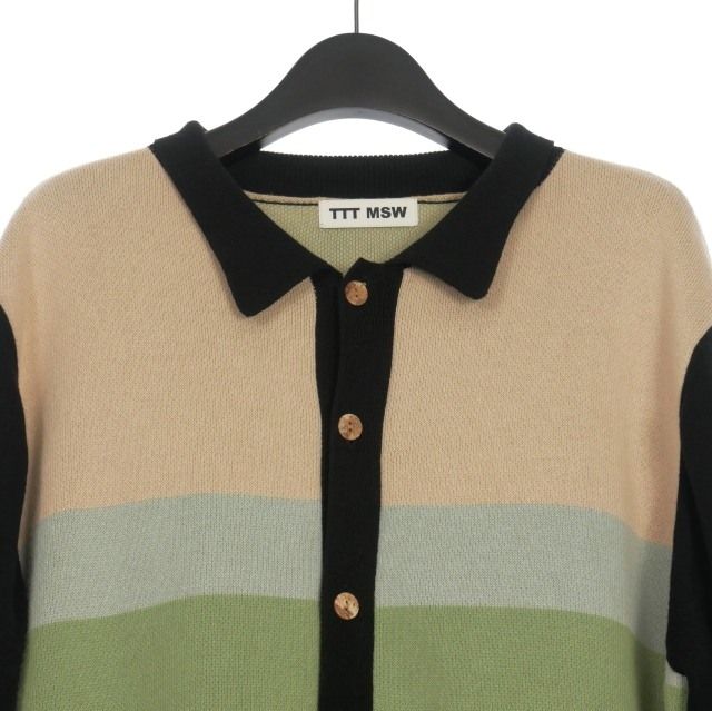 最終価格 TTT_MSW 22AW Border Knit Cardigan L TTTMSW - Border Knit Shirt Cardigan (size-L) ¥18000+tax