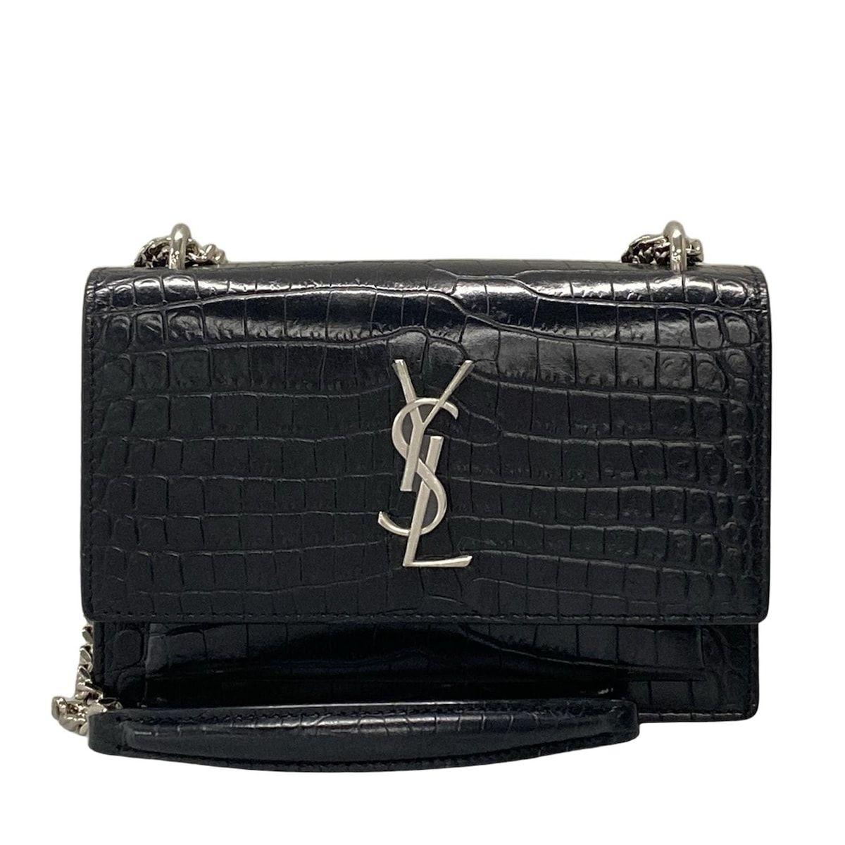 SAINT LAURENT PARIS サンローランパリ 財布 サンセット 452157 黒 チェーンウォレット|型押し加工 レザー