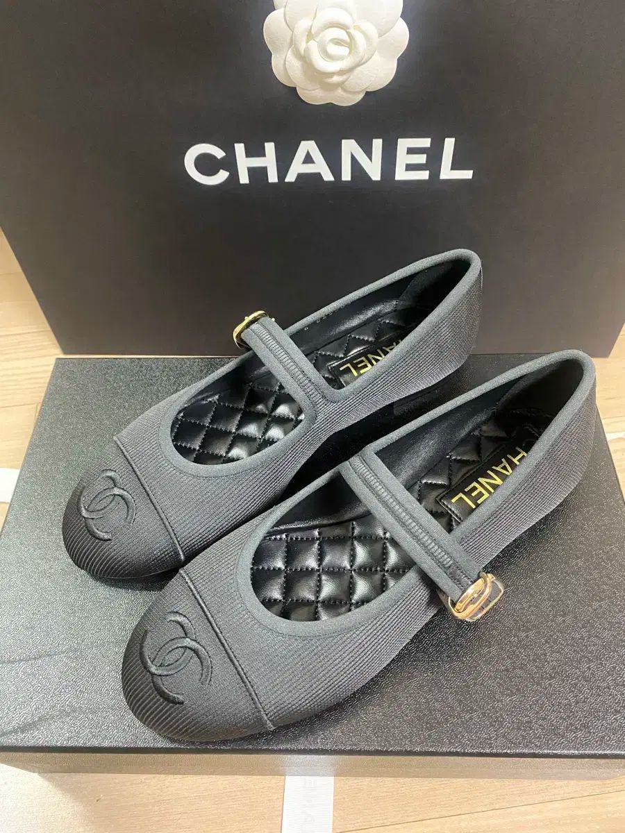 CHANEL シャネル 24SS コットン シルク MARY JANE メリージェーン CC ロゴ フラット シューズ 黒 G45503