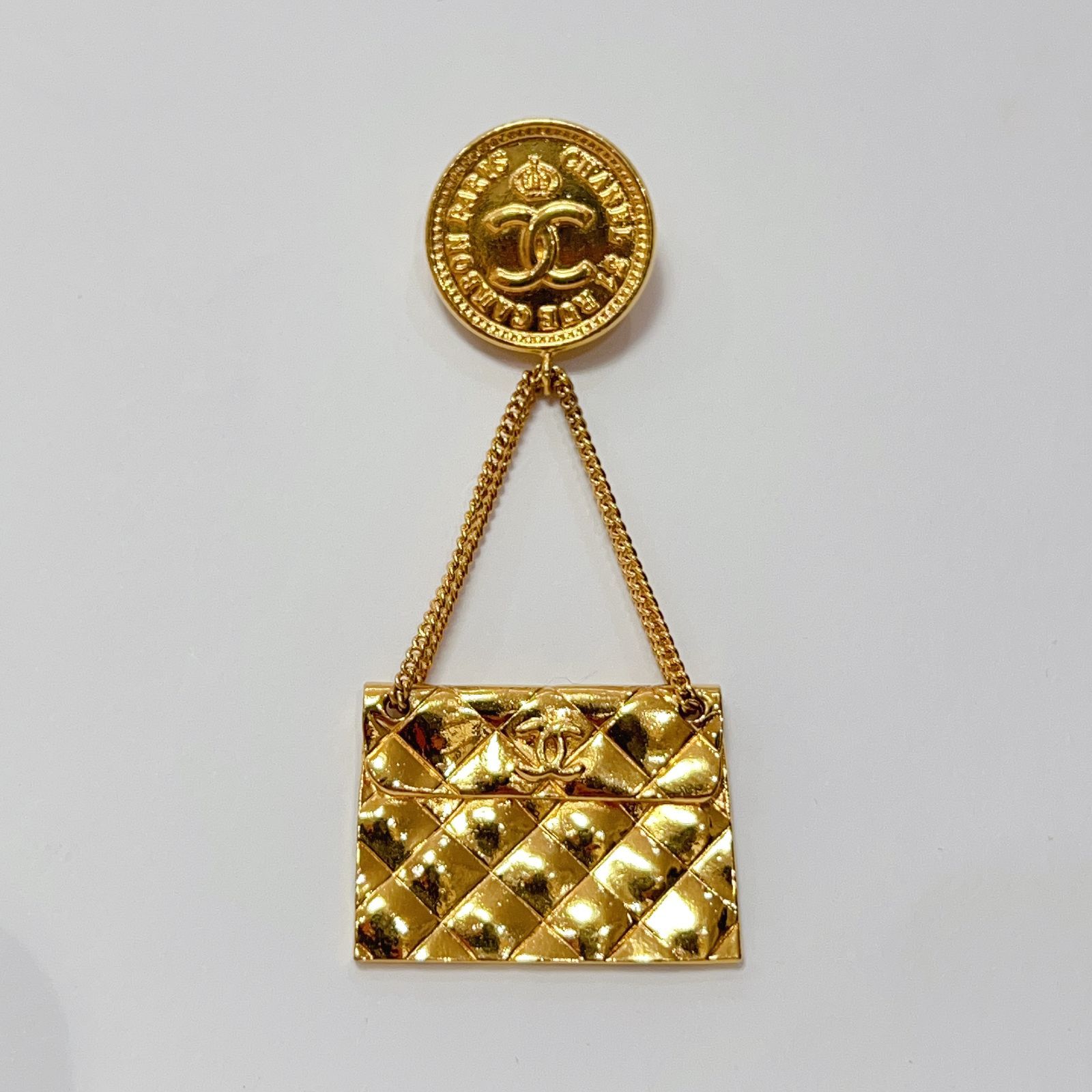 CHANEL シャネル ココマーク マトラッセバッグ ブローチ ゴールド ヴィンテージ GP aua81455r41110