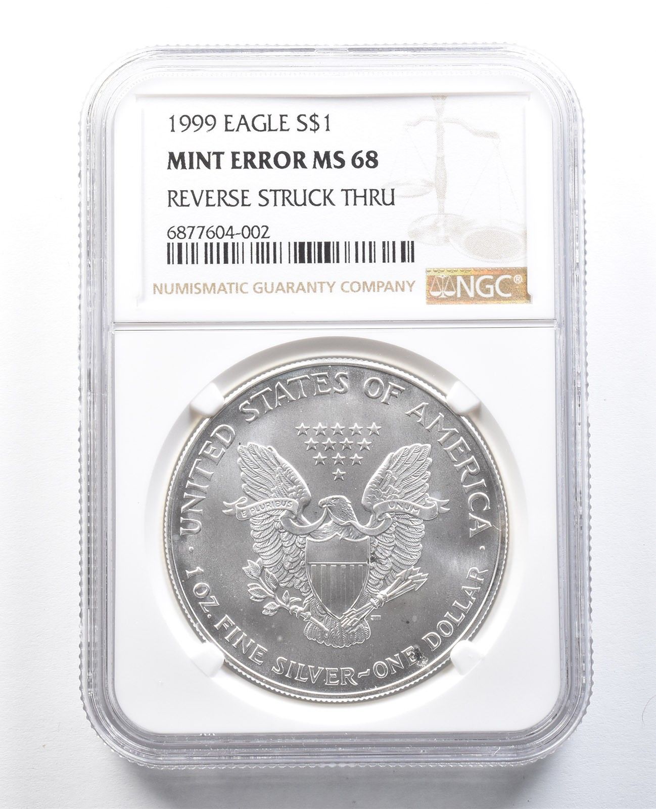 1999年 アメリカン シルバー イーグル ミント エラー リバース ス