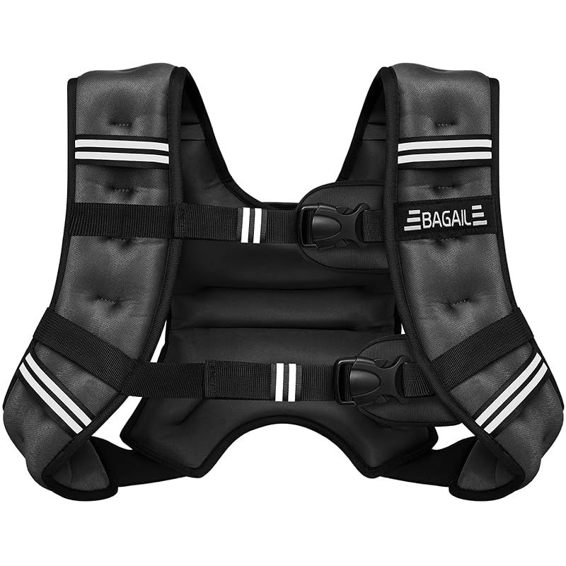 BAGAIL ウェイトベスト 加重ベスト3KG|5KG|8KG|10KG|12KG 水洗い おもり ベスト 重り ベスト 重量ベスト前後の重量が等しい 砂漏れを防ぐ 超快適 夜間安全反射 負荷運動 筋トレ 自重トレーニング 男女兼用 ブラック 1