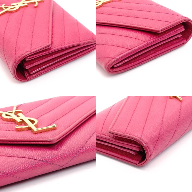 サンローラン SAINT LAURENT 長財布 Vステッチ YSL カサンドラ レザー 