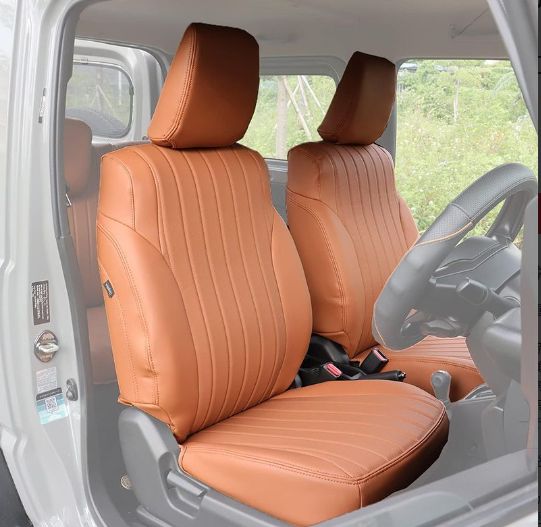 新型スズキジムニー JB64 JB74 シートカバー フロント用 レザー 内装パーツ カスタム 設計 前席2点セット カーキ色