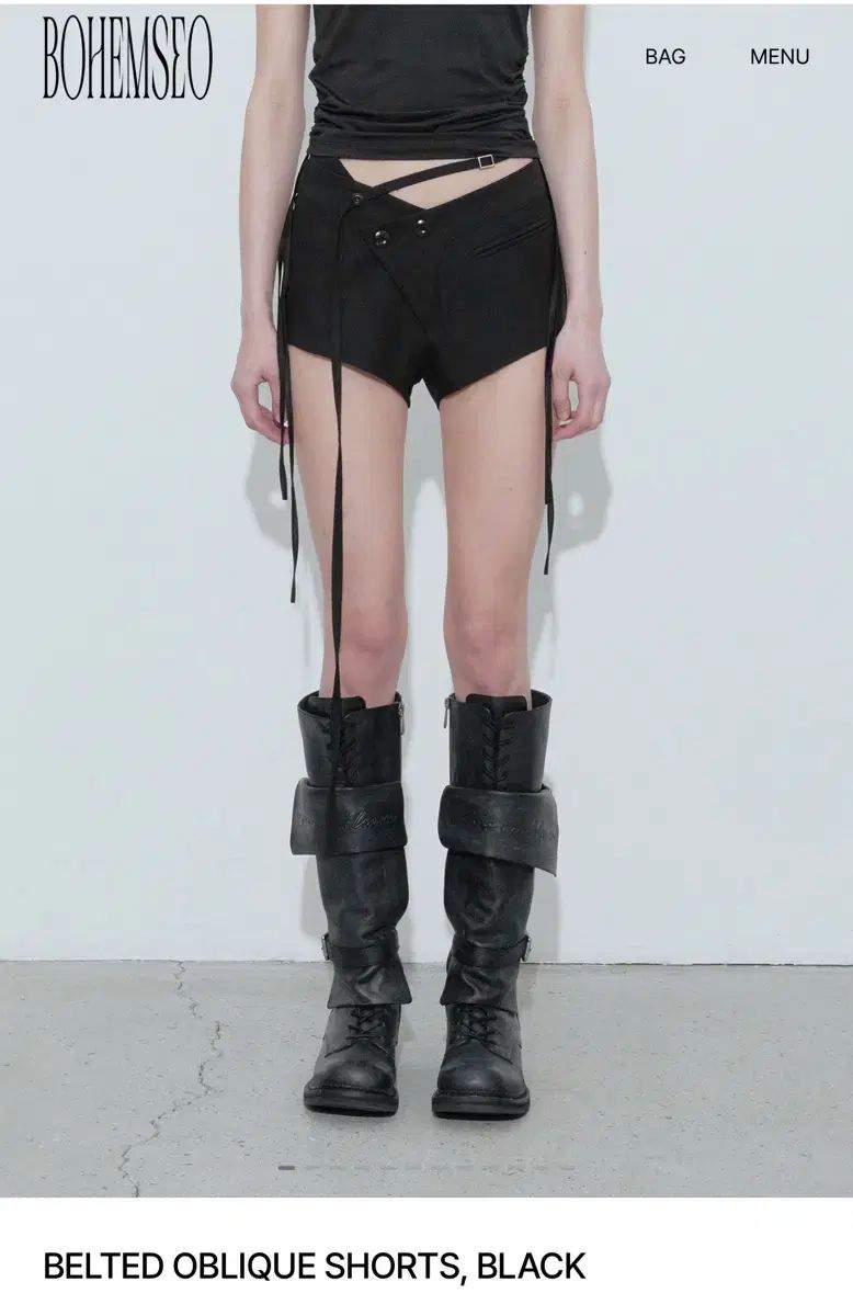 ★送料・関税込★BOHEMSEO★BELTED OBLIQUE SHORTS BOHEMSEO(ボヘミアンソウル) Belted oblique shorts ベルト付き
